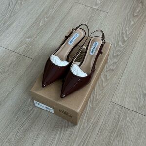 Steve Madden Legaci Brown Patent Slingback Heel